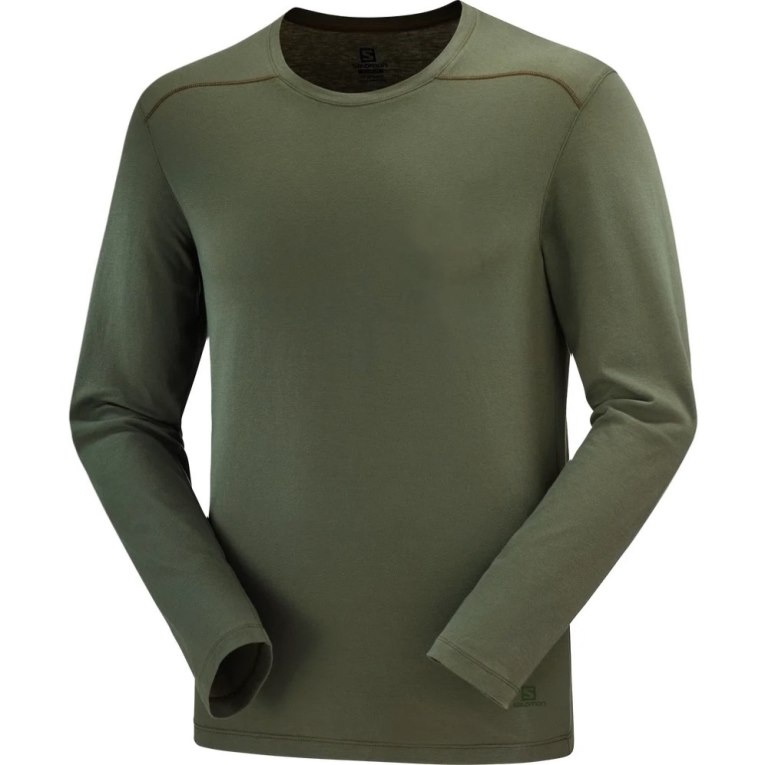 Salomon Essential Long Sleeve Tricko Panske Olivovo Zelená | SK 3OYQSI